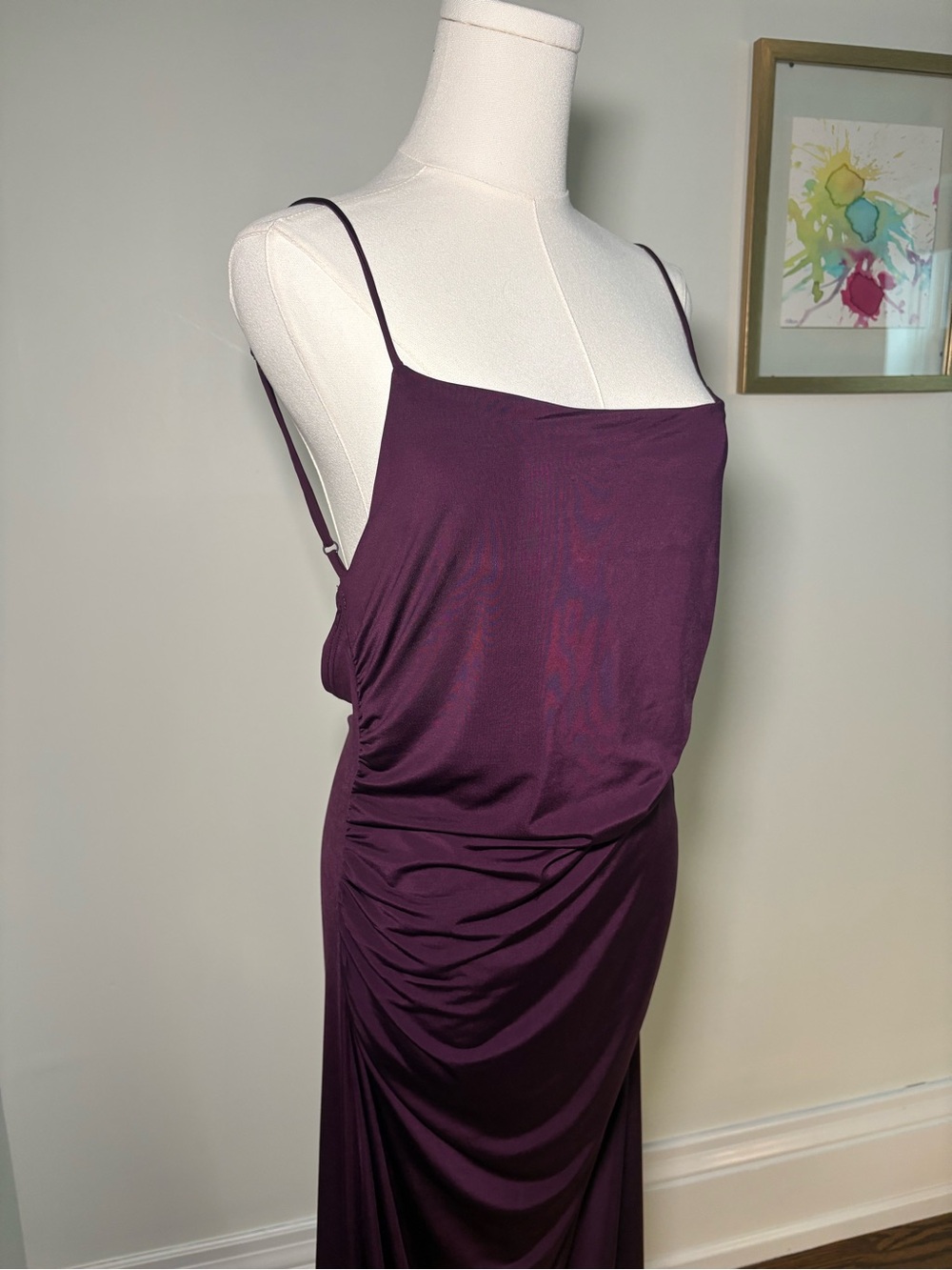 Simons Deep Plum Ruched Slip Dress